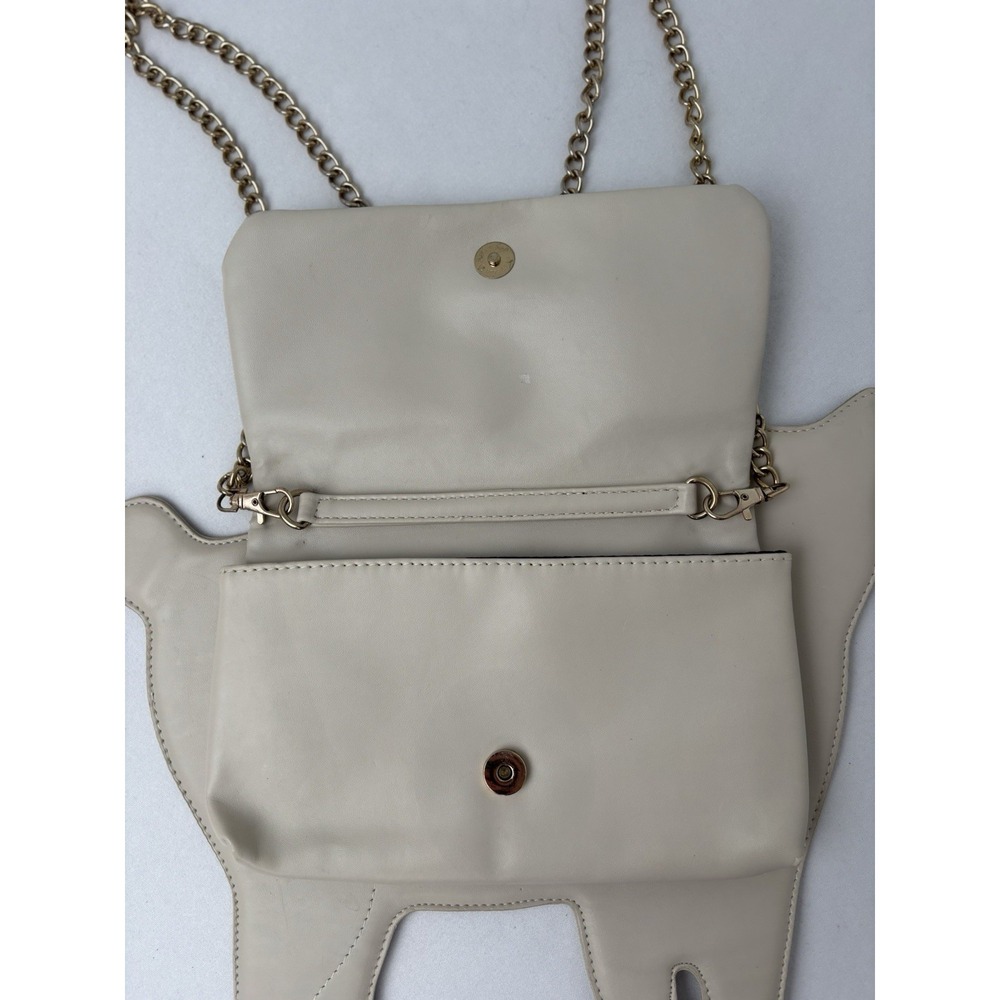 White Cat Shaped Shoulder Purse Gold removable Chain Snap Closure Kidcore Y2K - Picture 7 of 12